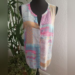 J. Jill Multicolor Patchwork Sleeveless Blouse